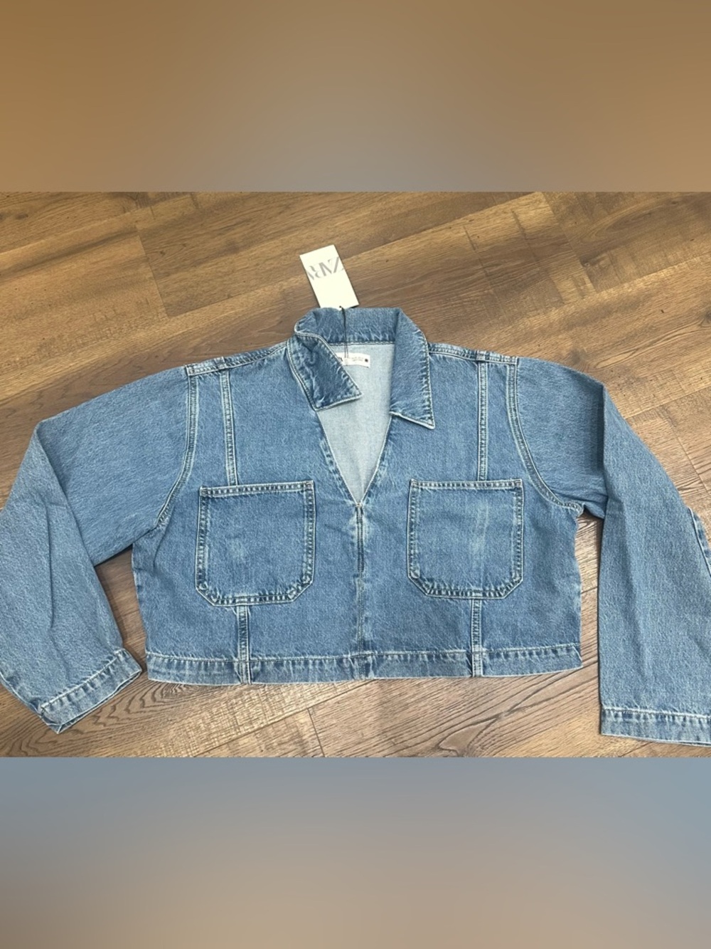 Zara Light Blue Cropped Denim Jacket